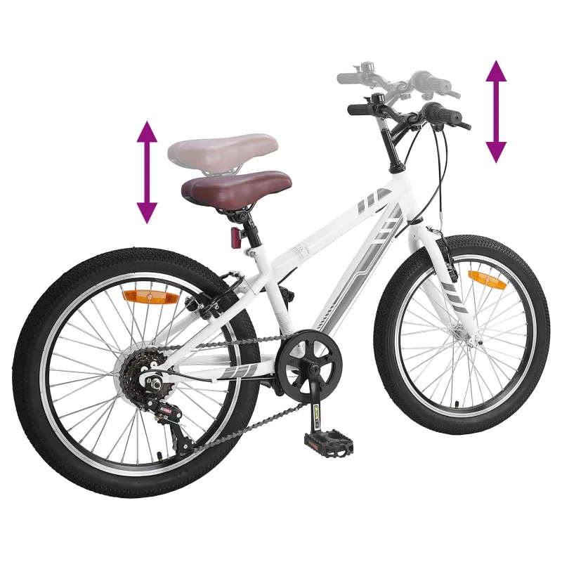 Kalnų Dviratis 20 Colių 6-Speed 5-8 metų amžiaus Balta