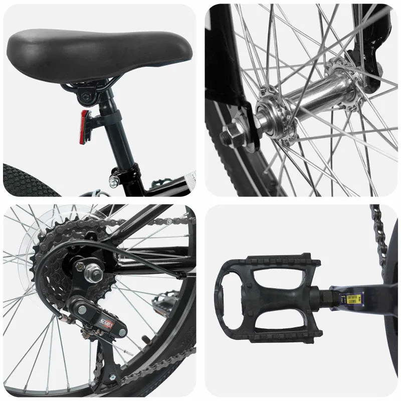 Kalnų Dviratis 20 Colių 6-Speed 5-8 metų amžiaus Juoda