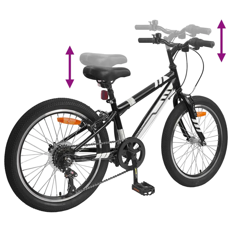 Kalnų Dviratis 20 Colių 6-Speed 5-8 metų amžiaus Juoda