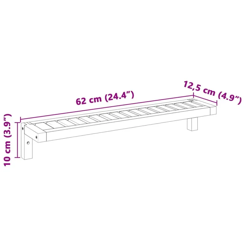 Sieninis pakabinamasis stovas Natūrali 62 x 10 x 12,5 cm