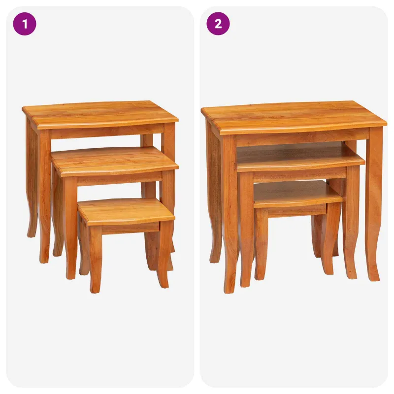 Įvairaus dydžio šoniniai stalai 3 pcs Natūrali