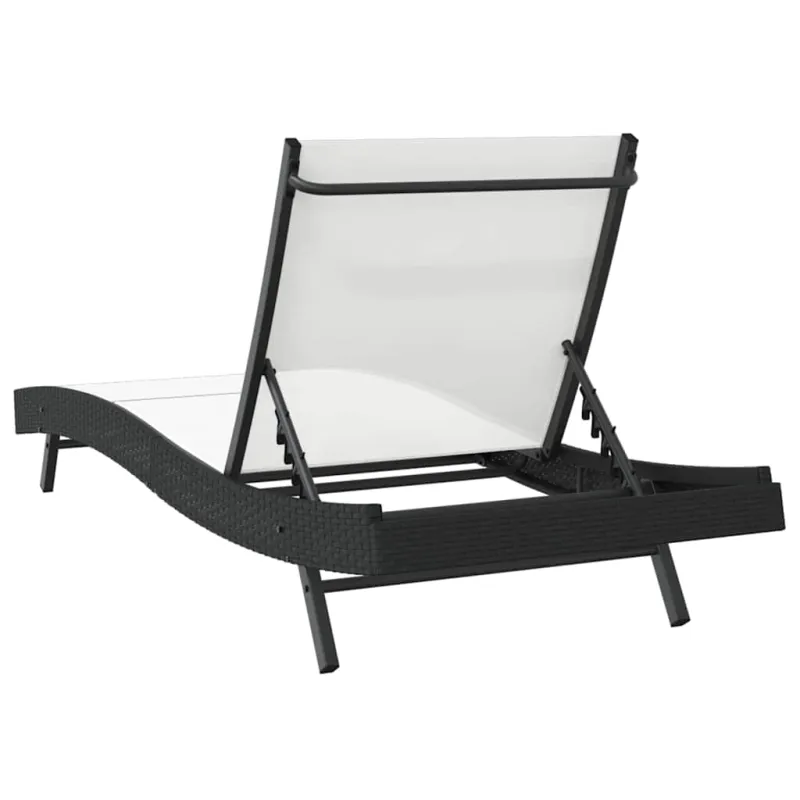 Saulės gultas Juoda ir Balta 197 x 70 x 82 cm poliratanas