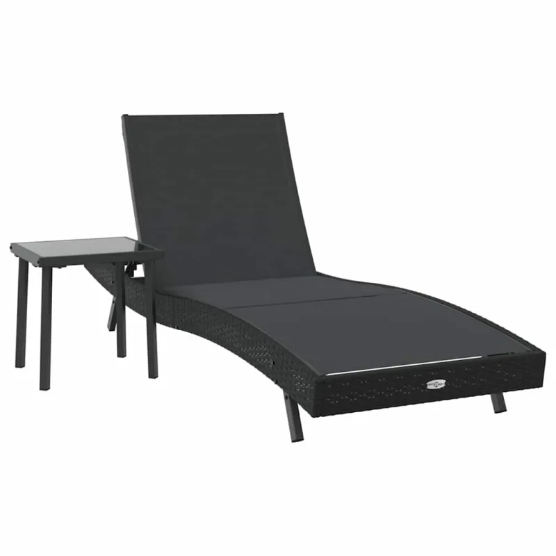 Saulės gultas 2 pcs Juoda poliratanas
