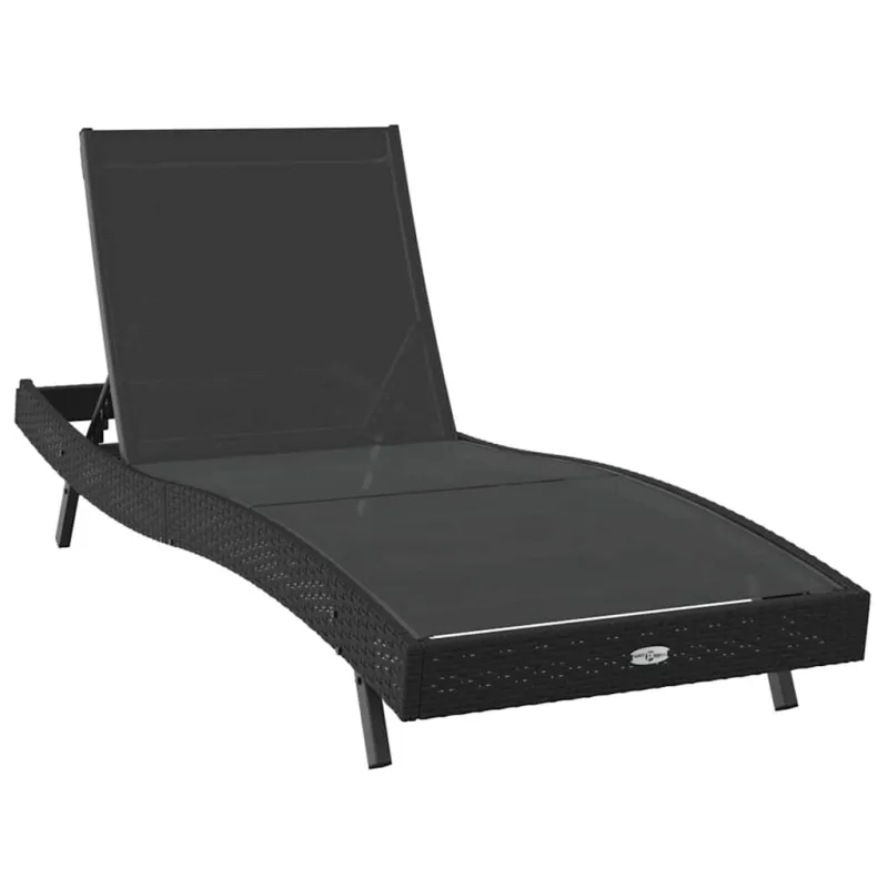 Saulės gultas 2 pcs Juoda poliratanas