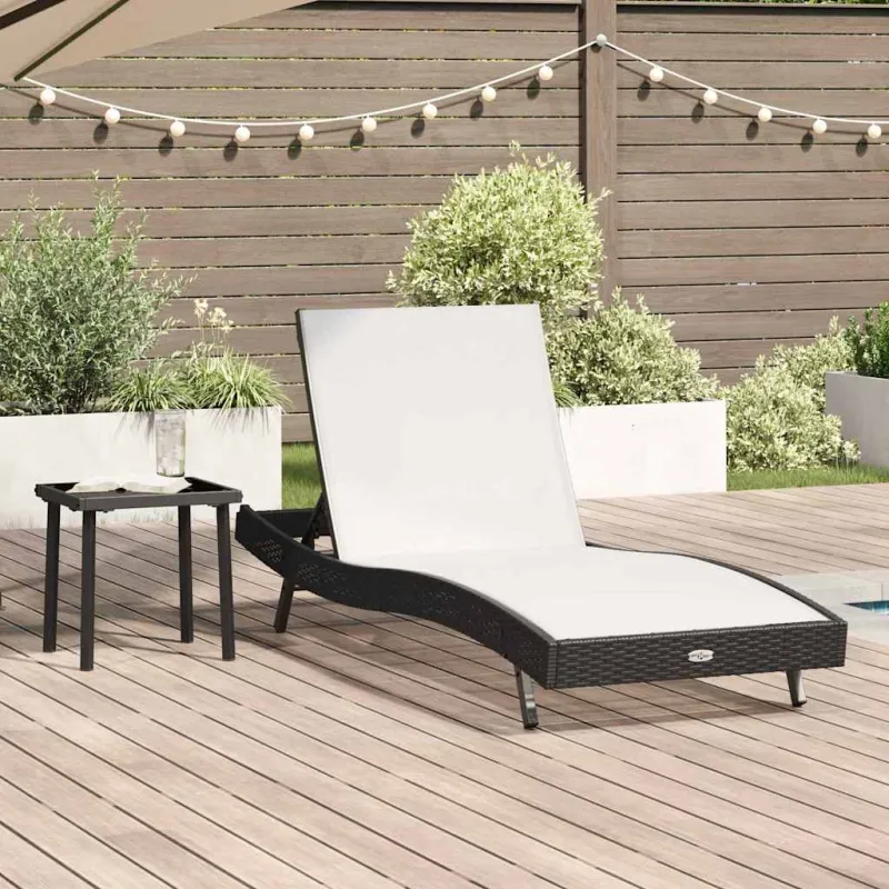 Saulės gultas 2 pcs Juoda ir Balta poliratanas