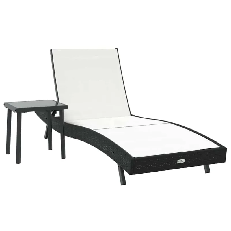 Saulės gultas 2 pcs Juoda ir Balta poliratanas