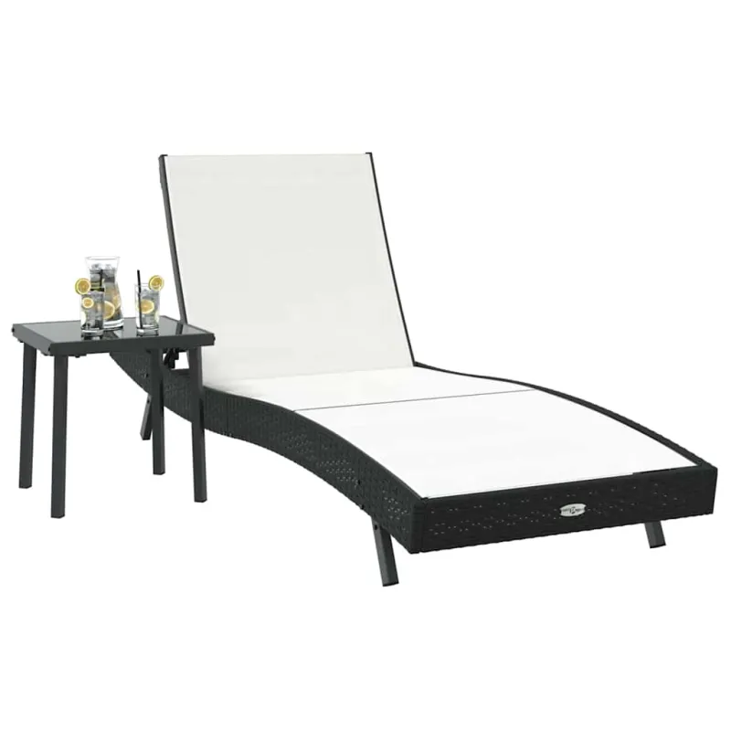 Saulės gultas 2 pcs Juoda ir Balta poliratanas