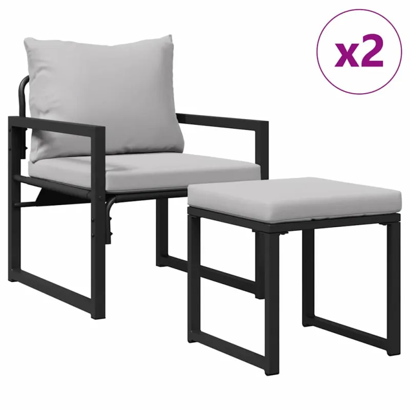 Sodo baldai 4 pcs 2-Vietų skaičius Šviesiai pilka Poliesteris