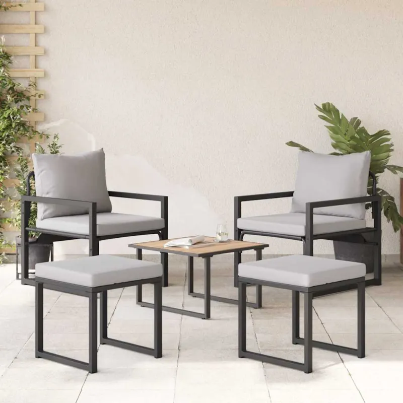 Sodo baldai 4 pcs 2-Vietų skaičius Šviesiai pilka Poliesteris