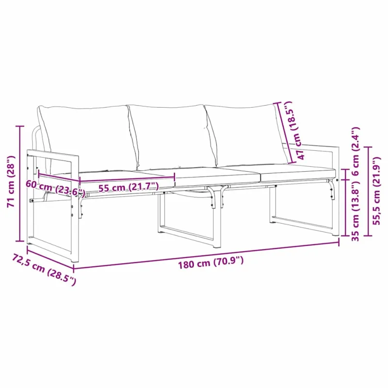 Sodo baldai Šviesiai pilka 180 x 72,5 x 71 cm Poliesteris