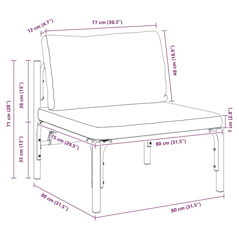 Lauko Baldai su pagalve Antracitas 80 x 80 x 71 cm Plienas