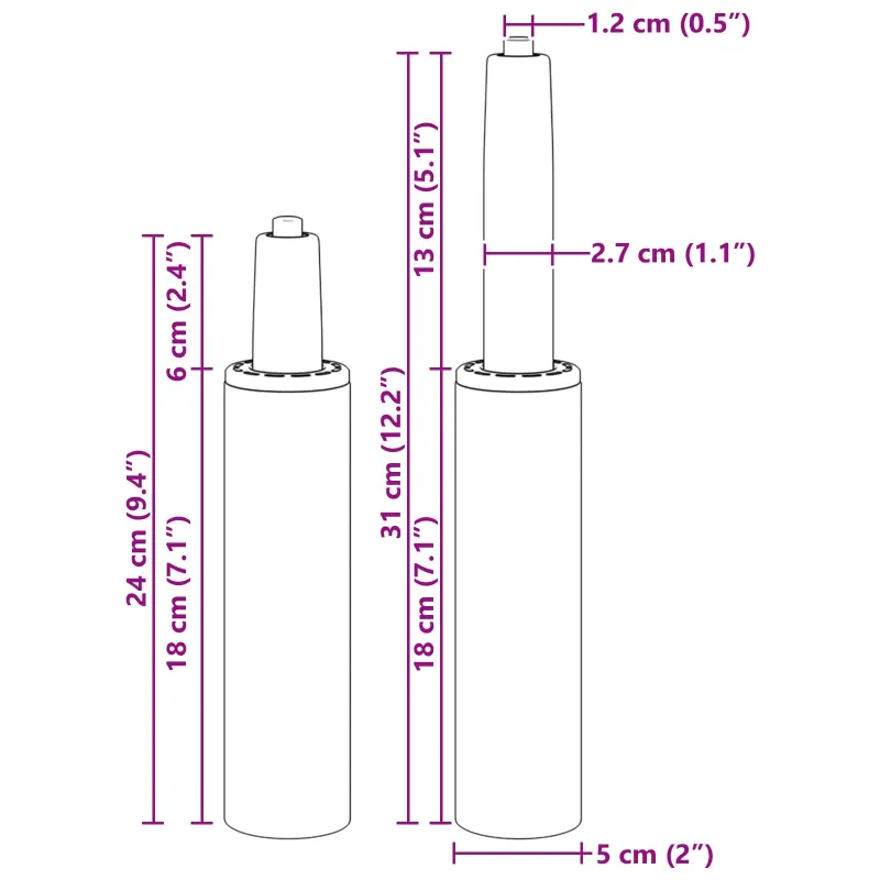 Biuro kėdės dujų cilindras Juoda 239-309 mm Geležis