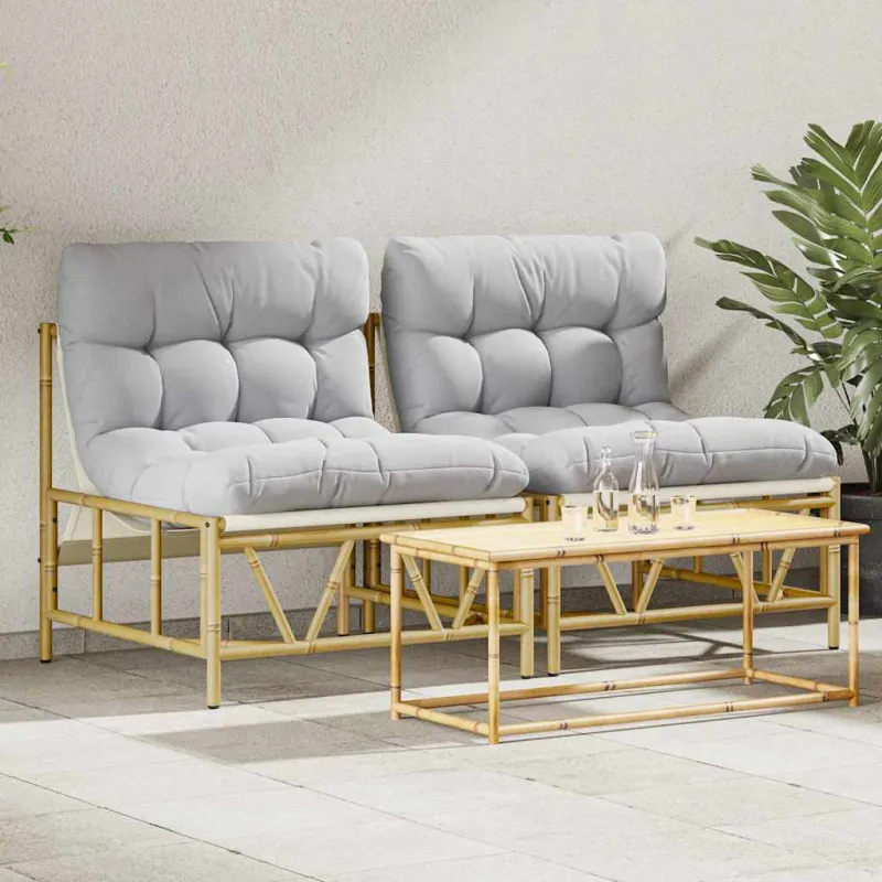 Lauko sėdimos vietos su pagalve 2 pcs Šviesiai pilka Plienas