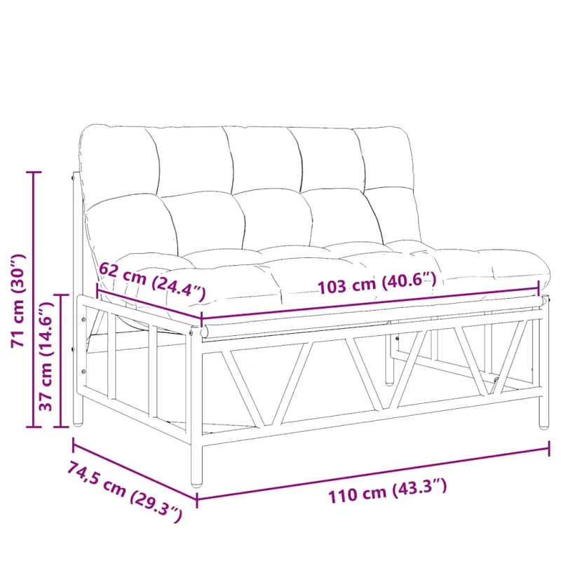 Lauko sėdimos vietos Šviesiai pilka 110 x 74,5 x 71 cm Plienas
