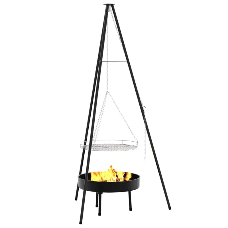 Laužavietės trikojis 3 pcs Juoda Plienas