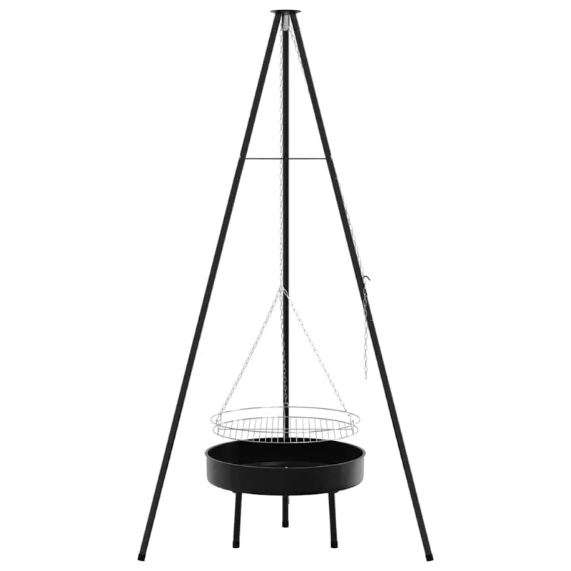 Laužavietės trikojis 3 pcs Juoda Plienas