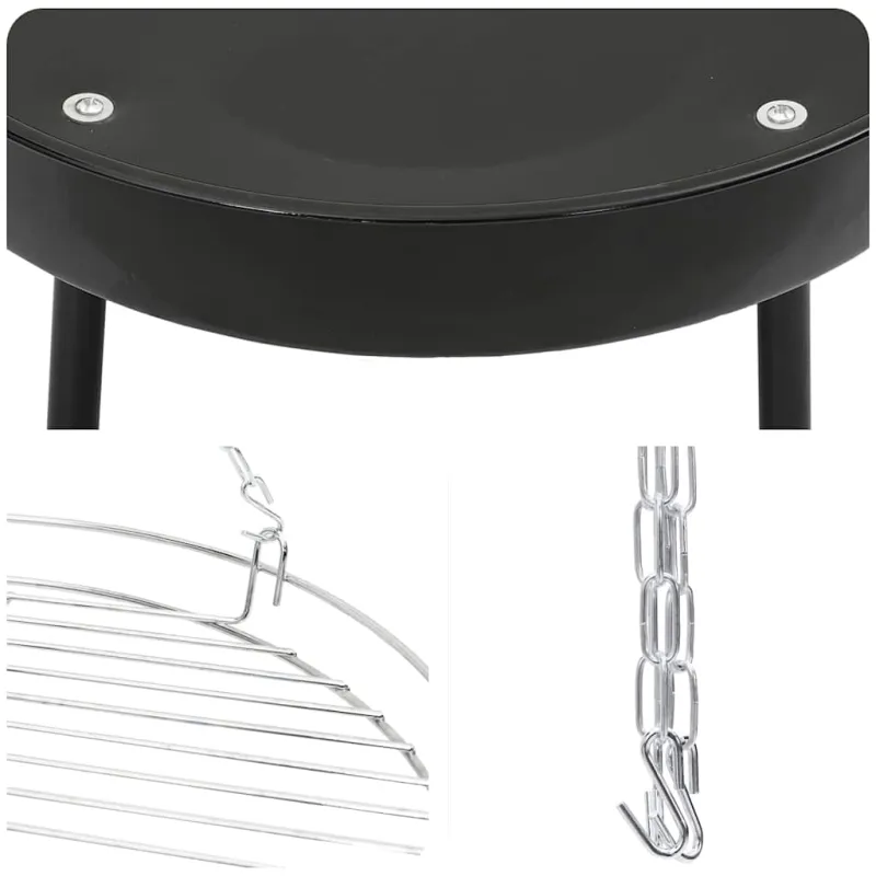 Laužavietės trikojis 3 pcs Juoda Plienas