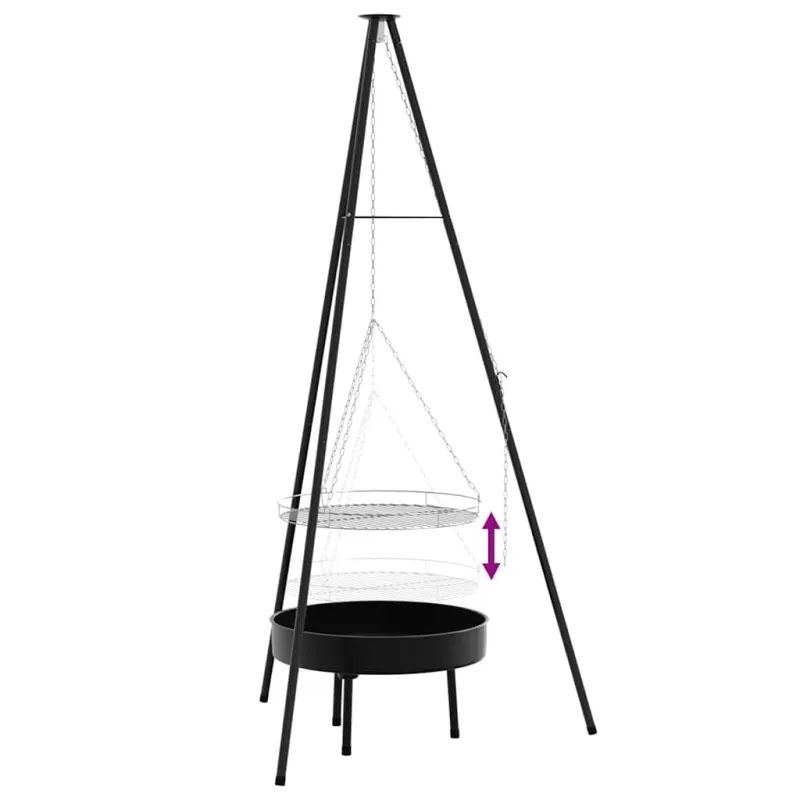 Laužavietės trikojis 3 pcs Juoda Plienas