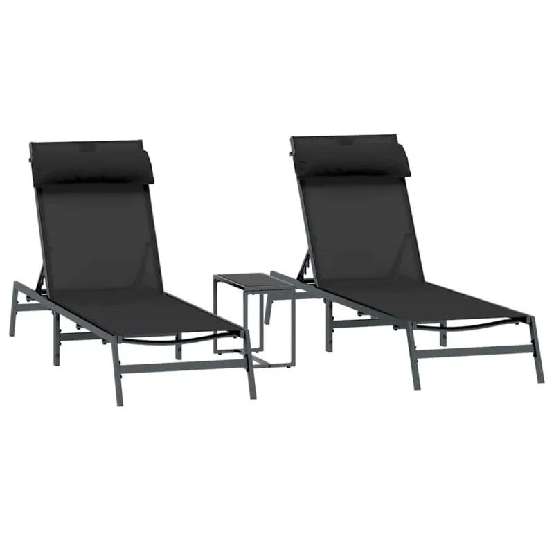 Gulimos kėdės 2-asmuo 3 pcs Juoda ir Antracitas Plienas