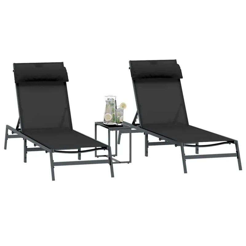 Gulimos kėdės 2-asmuo 3 pcs Juoda ir Antracitas Plienas