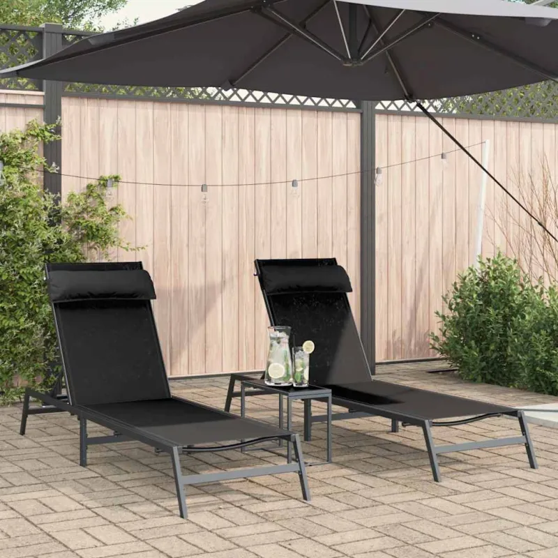 Gulimos kėdės 2-asmuo 3 pcs Juoda ir Antracitas Plienas