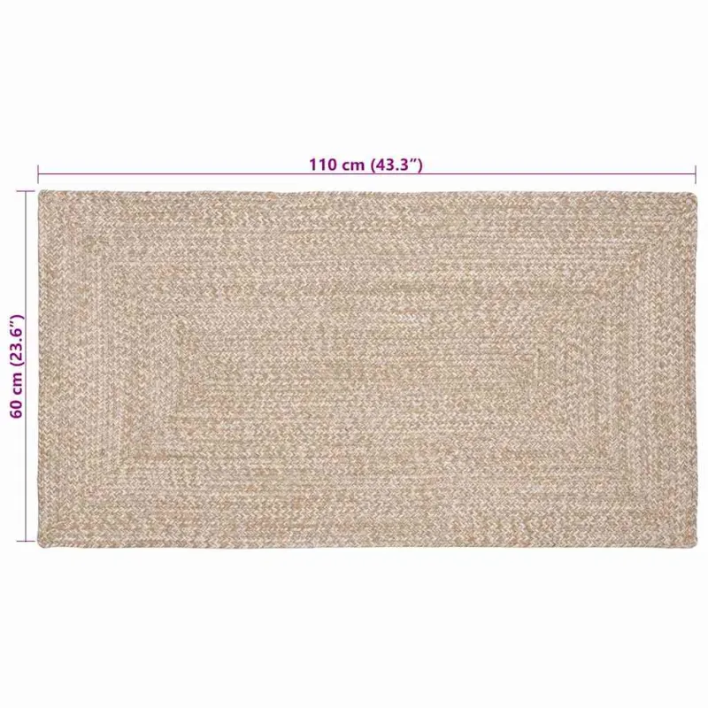 Zoninės kiliminės dangos Natūrali ir Balta 60 x 110 cm Džiutas