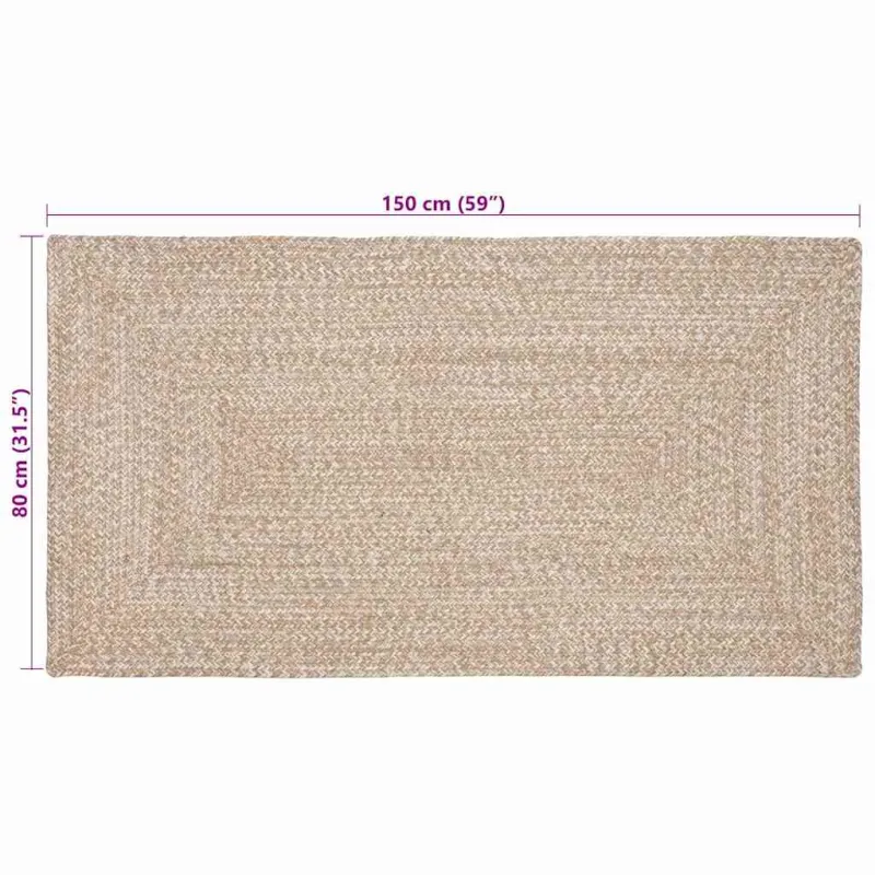 Zoninės kiliminės dangos Natūrali ir Balta 80 x 150 cm Džiutas