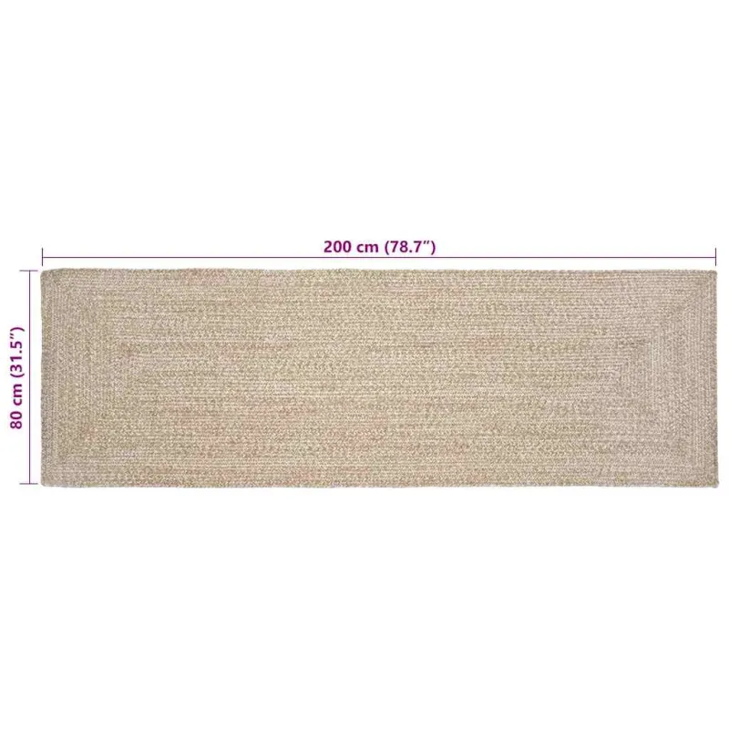 Zoninės kiliminės dangos Natūrali ir Balta 80 x 200 cm Džiutas