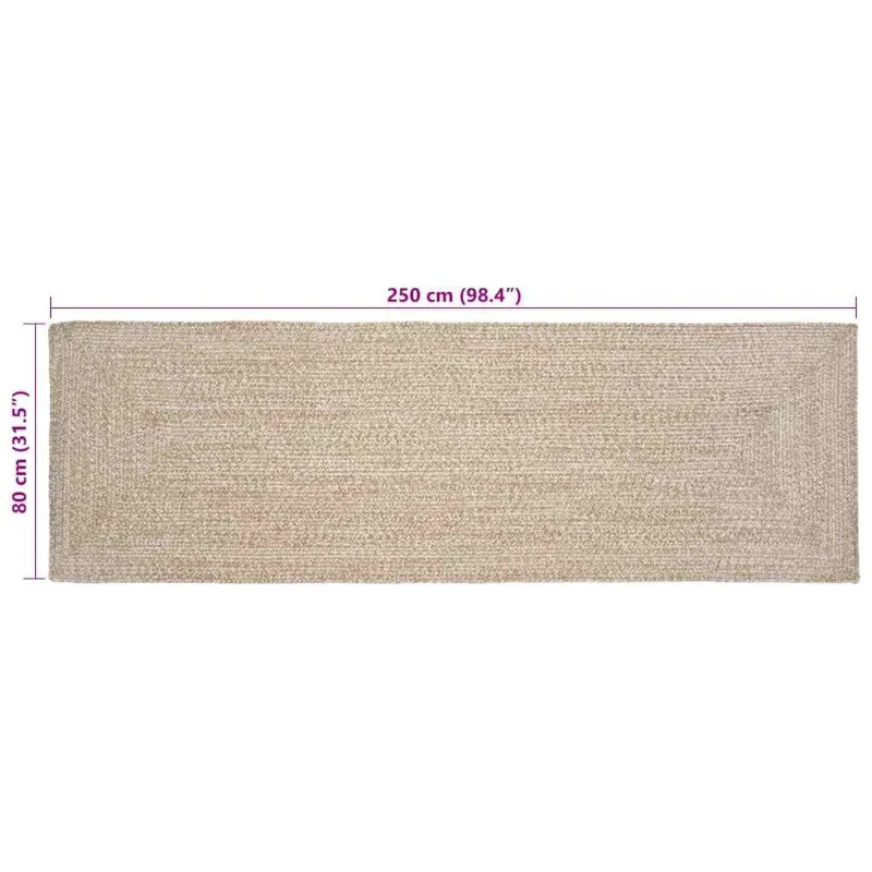 Zoninės kiliminės dangos Natūrali ir Balta 80 x 250 cm Džiutas