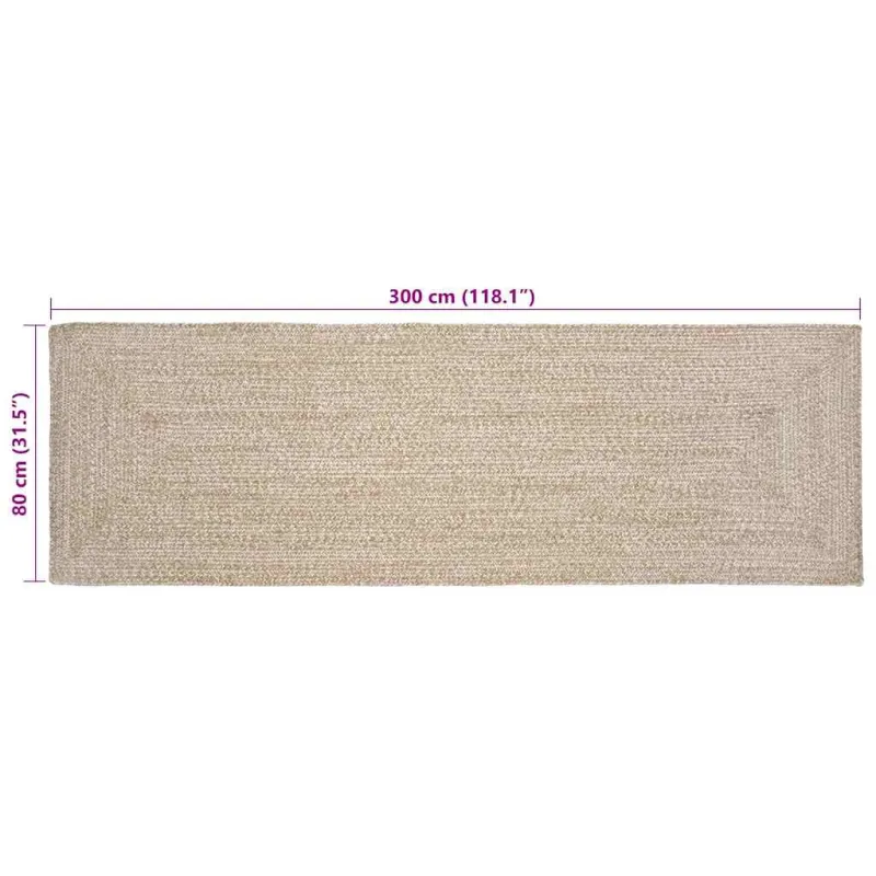Zoninės kiliminės dangos Natūrali ir Balta 80 x 300 cm Džiutas