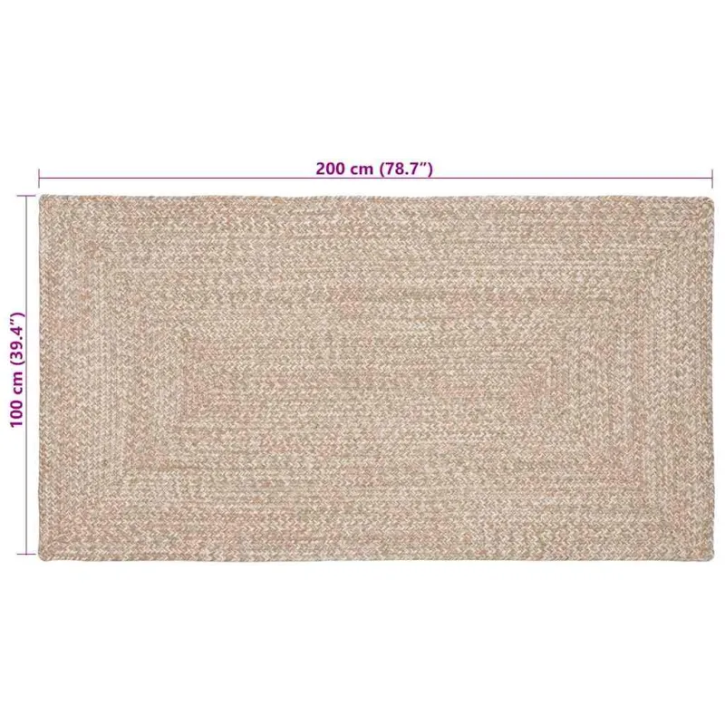 Zoninės kiliminės dangos Natūrali ir Balta 100 x 200 cm Džiutas