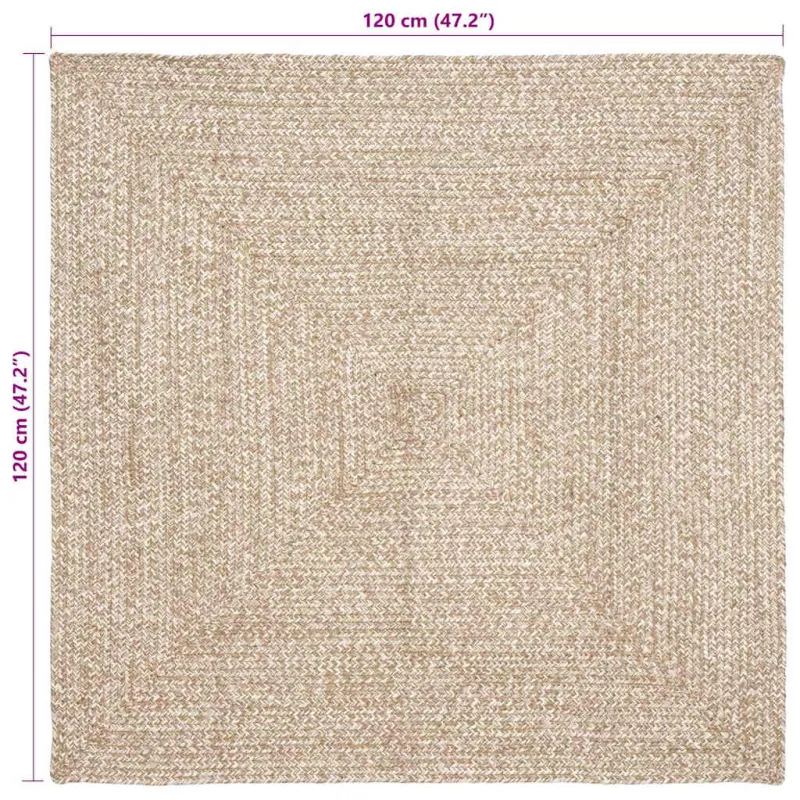 Zoninės kiliminės dangos Natūrali ir Balta 120 x 120 cm Džiutas