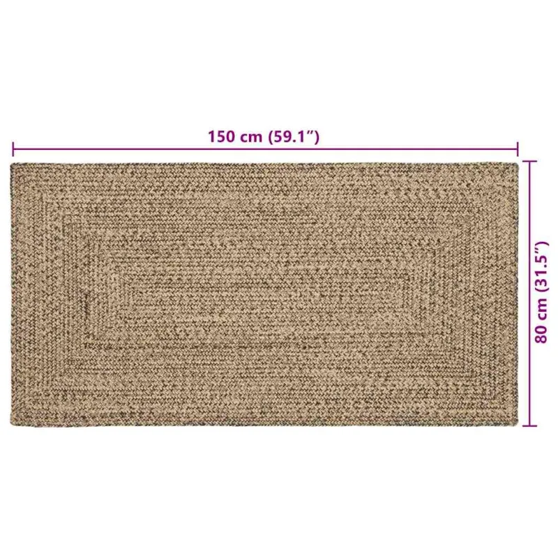 Zoninės kiliminės dangos Natūrali ir juoda 80 x 150 cm Džiutas