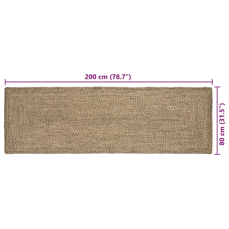 Zoninės kiliminės dangos Natūrali ir juoda 80 x 200 cm Džiutas