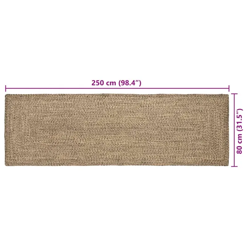 Zoninės kiliminės dangos Natūrali ir juoda 80 x 250 cm Džiutas