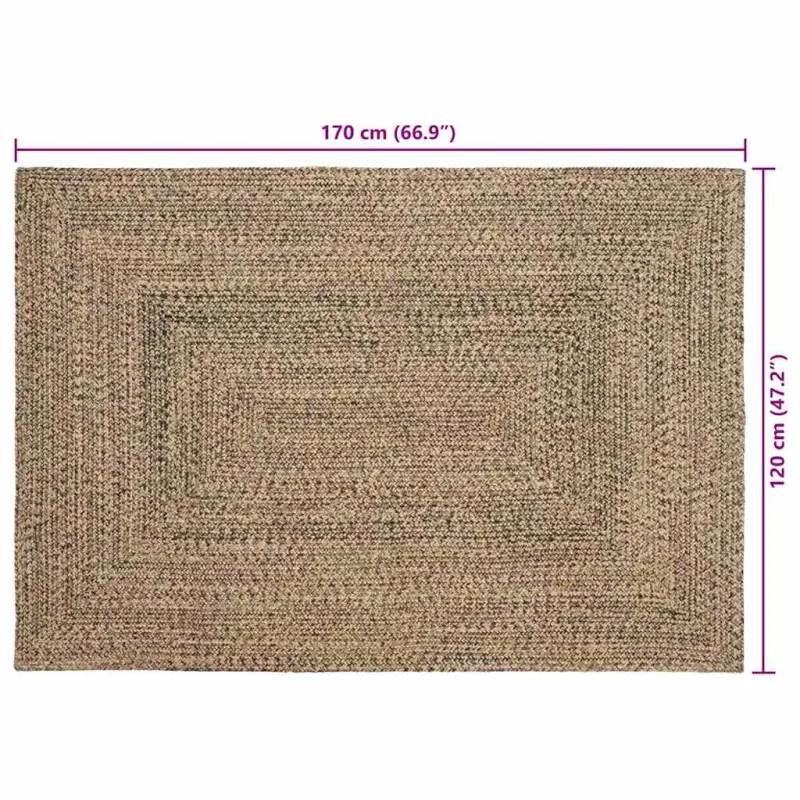 Zoninės kiliminės dangos Natūrali ir juoda 120 x 170 cm Džiutas