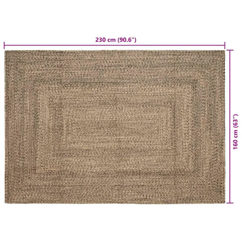 Zoninės kiliminės dangos Natūrali ir juoda 160 x 230 cm Džiutas