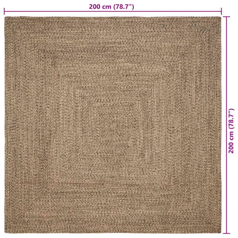 Zoninės kiliminės dangos Natūrali ir juoda 200 x 200 cm Džiutas