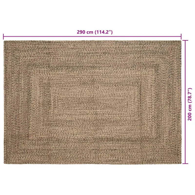 Zoninės kiliminės dangos Natūrali ir juoda 200 x 290 cm Džiutas
