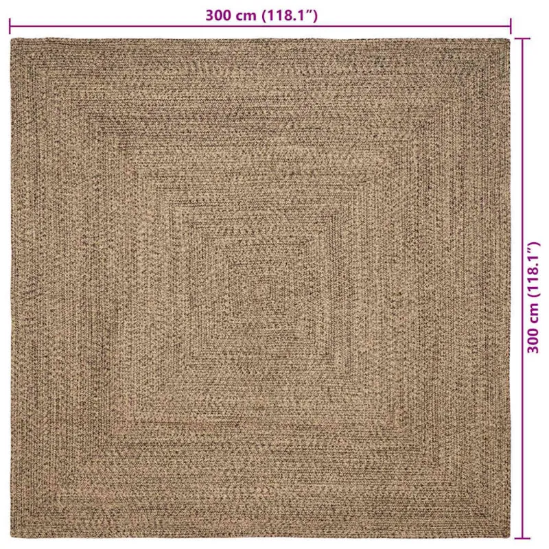 Zoninės kiliminės dangos Natūrali ir juoda 300 x 300 cm Džiutas
