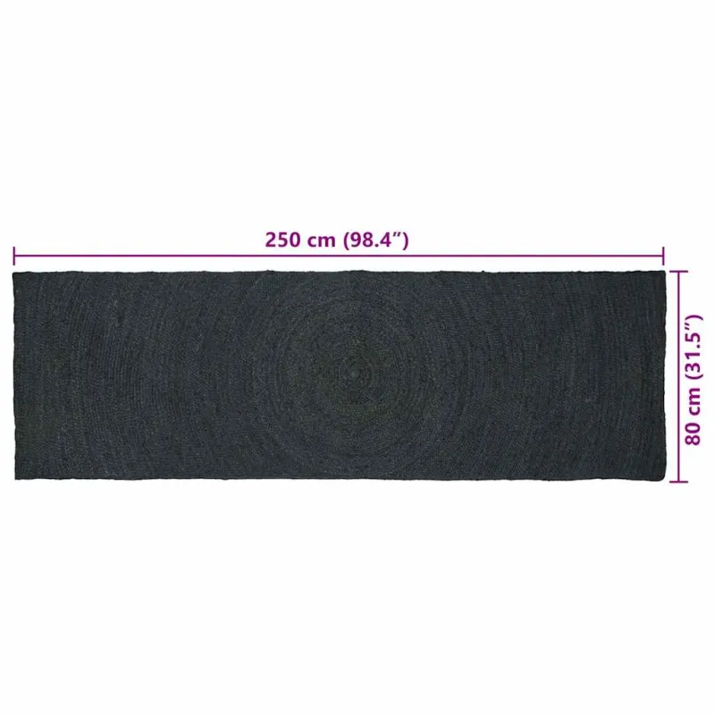 Zoninės kiliminės dangos Tamsiai pilka 80 x 250 cm Džiutas