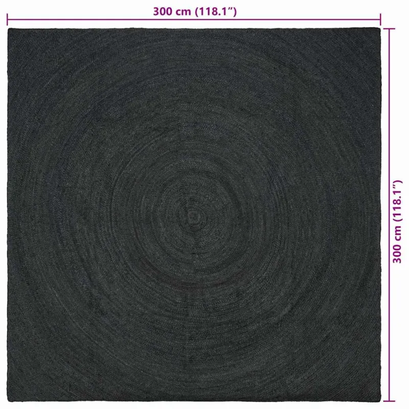 Zoninės kiliminės dangos Tamsiai pilka 300 x 300 cm Džiutas
