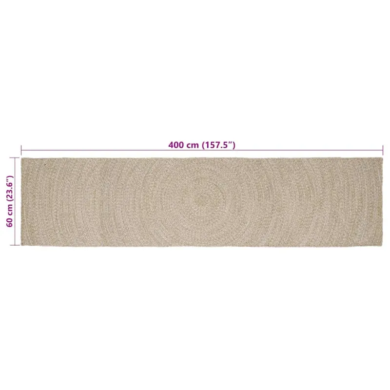 Zoninės kiliminės dangos Natūrali ir Balta 60 x 400 cm Džiutas