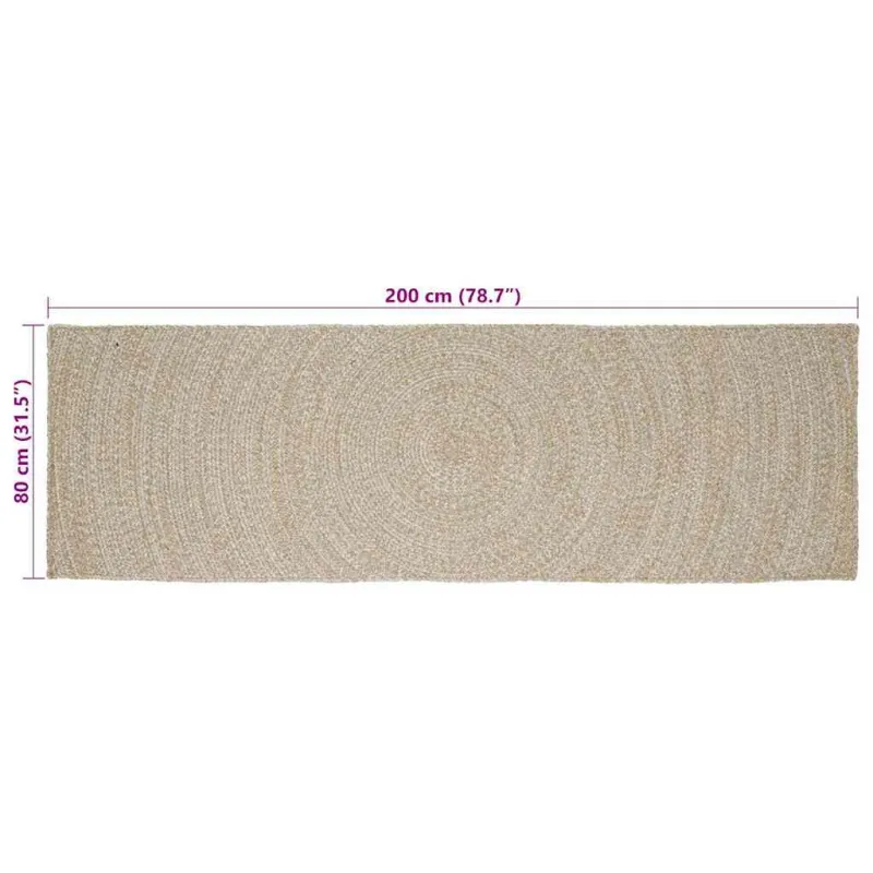Zoninės kiliminės dangos Natūrali ir Balta 80 x 200 cm Džiutas