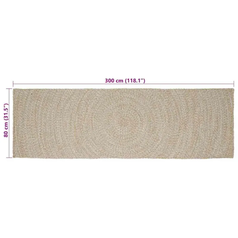 Zoninės kiliminės dangos Natūrali ir Balta 80 x 300 cm Džiutas