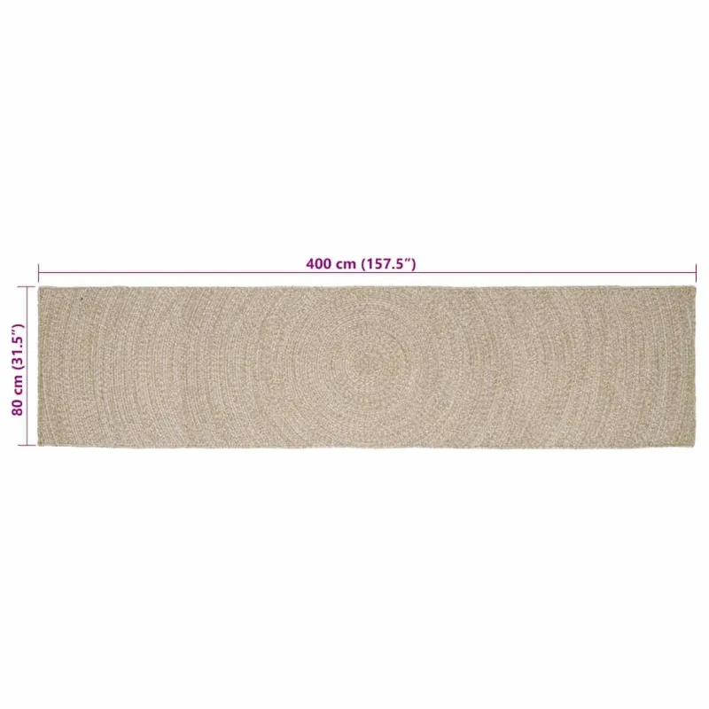 Zoninės kiliminės dangos Natūrali ir Balta 80 x 400 cm Džiutas