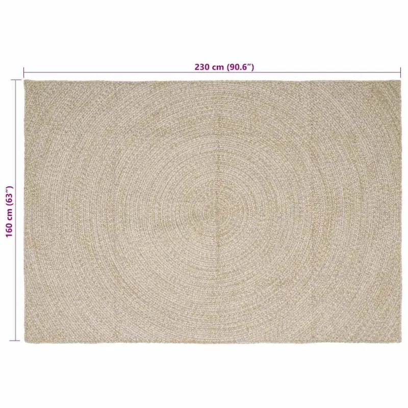 Zoninės kiliminės dangos Natūrali ir Balta 160 x 230 cm Džiutas