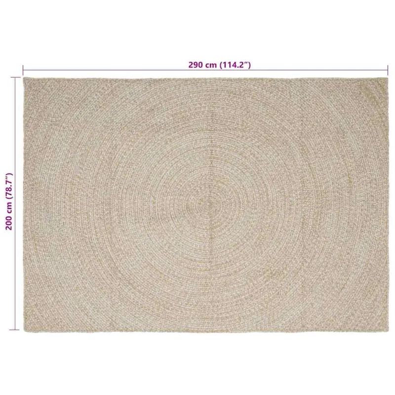 Zoninės kiliminės dangos Natūrali ir Balta 200 x 290 cm Džiutas