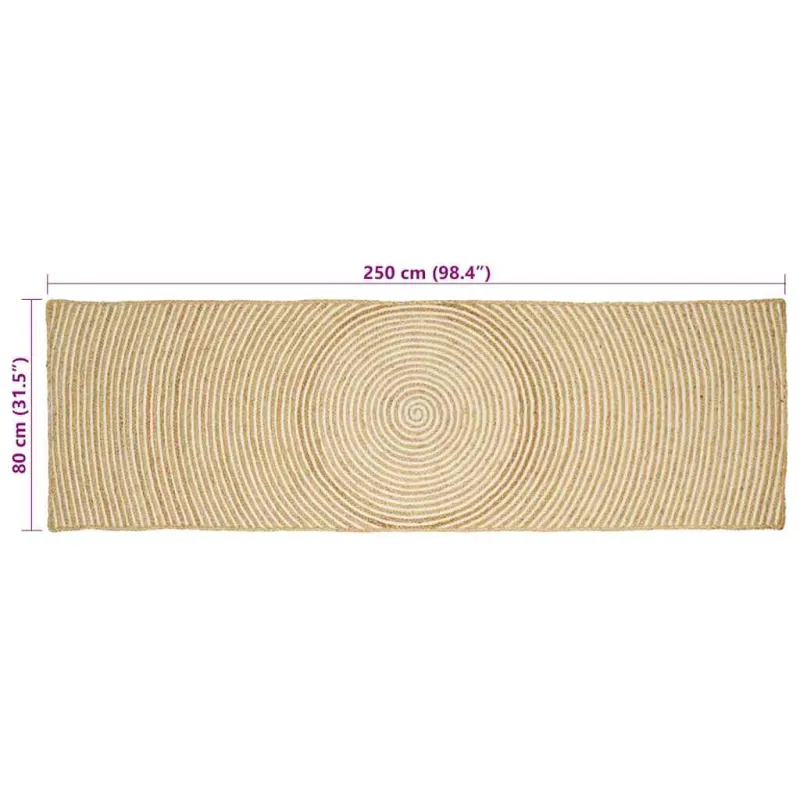 Zoninės kiliminės dangos Balta 80 x 250 cm Džiutas