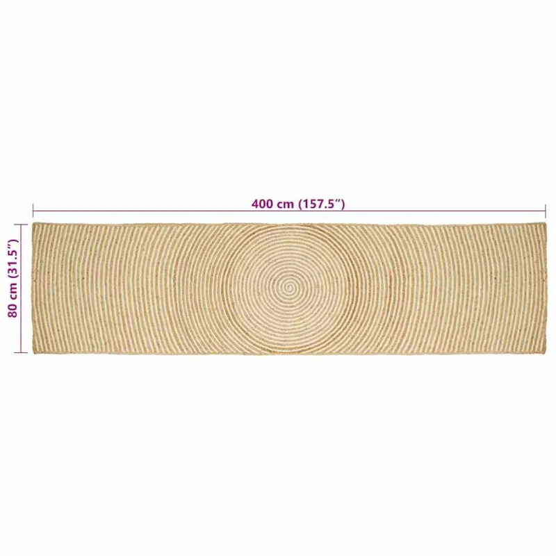 Zoninės kiliminės dangos Balta 80 x 400 cm Džiutas